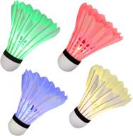 🏸 led badminton shuttlecock set - glow in the dark lighting birdies for yard games, indoor/outdoor sports toys (4 pack) logo