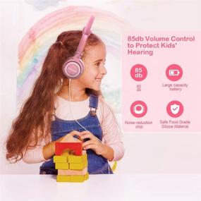 img 3 attached to Barsone Cat Ear Headphones for Girls - Tablet School Supplies Gifts, LED Light Up, Wired & Adjustable Kids Headphones, Foldable Over Ear Game Headset for Travel, Birthday, Christmas (Peach)