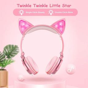 img 1 attached to Barsone Cat Ear Headphones for Girls - Tablet School Supplies Gifts, LED Light Up, Wired & Adjustable Kids Headphones, Foldable Over Ear Game Headset for Travel, Birthday, Christmas (Peach)