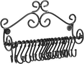 img 2 attached to Wall-Mounted Black Metal Scrollwork Design Jewelry Storage Organizer Rack with 20 Hanging S-Hooks by MyGift