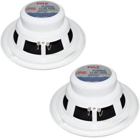 img 2 attached to PLMR82 (White) - 8 Inch Dual Marine Speakers with 10 Inch Outer Frame, Waterproof and Weather Resistant, 300 Watt Power, Poly Carbon Cone and Cloth Surround - Outdoor Audio System, 1 Pair