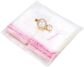 img 4 attached to 🛍️ 400/1 Pack of 2x2 Inch Small Clear Self Adhesive Seal Bags for Earrings, Jewelry, Rings, Beads - Cellophane Poly Bags for Packaging