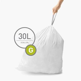 img 2 attached to 🗑️ simplehuman Code G Custom Fit Drawstring Trash Bags, 30 Liter / 8 Gallon, White, 60 Pack