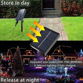 img 1 attached to 🎄 Malgero Mesh Net Warm White Christmas Lights: Solar Powered 8 Modes, 9.8X6.6Ft, 264LED Tree Wrap Decor Fairy Twinkle Green Wire Outdoor String Lights for Halloween, Holiday, Party, Patio, Wedding, Garden