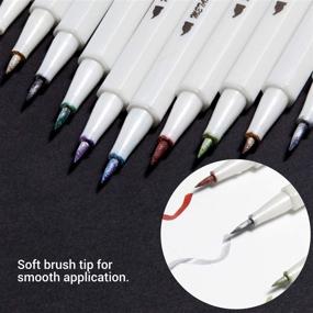 img 2 attached to 🖌️ 10-Piece Metallic Paint Pen Set by Ohuhu, Calligraphy Brush Pens for DIY Christmas Birthday Greeting Gifts, Thank You Cards, Scrapbooks, Photo Albums, and Back to School