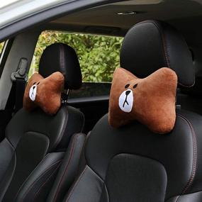 img 2 attached to 🚗 Tianmei Cute Cartoon Car Headrest Pillow - 2PCS Neck Support Cushions for Comfortable Driving