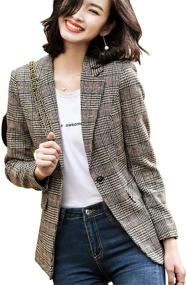 img 1 attached to 👩 Stylish and Classic Women's Notch Lapel Boyfriend Blazer Suit – Houndstooth Plaid Jacket Coat by ebossy