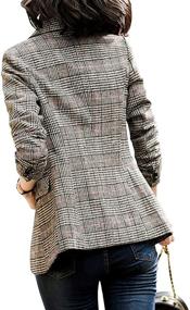img 2 attached to 👩 Stylish and Classic Women's Notch Lapel Boyfriend Blazer Suit – Houndstooth Plaid Jacket Coat by ebossy