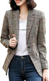 img 4 attached to 👩 Stylish and Classic Women's Notch Lapel Boyfriend Blazer Suit – Houndstooth Plaid Jacket Coat by ebossy