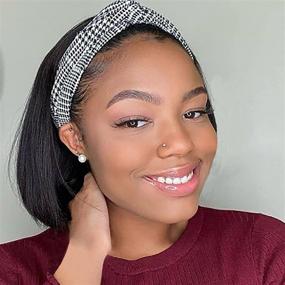img 4 attached to 👩 Sleek 10 Inch Straight Bob Headband Wig for Black Women - Heat Resistant Synthetic Hair, Perfect for Cosplay & Daily Use!