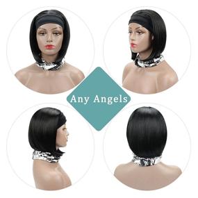 img 1 attached to 👩 Sleek 10 Inch Straight Bob Headband Wig for Black Women - Heat Resistant Synthetic Hair, Perfect for Cosplay & Daily Use!