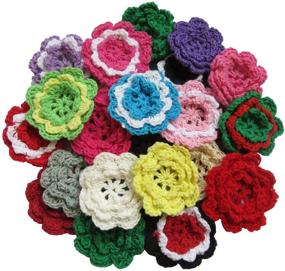 img 3 attached to 🌸 Vibrant Set of 20 Eight Petals 2" Crocheted Spring Flowers Appliques by YYCRAFT - A Blossoming Touch for Crafts