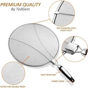 img 2 attached to 🍳 TedGem Stainless Steel Splatter Screen Guard - Silicone Foldable Handle Fits Most Pots & Pans - Practical Kitchen Frying Pan Oil-Proof Lid