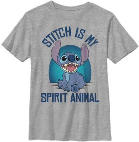 img 1 attached to Disney Lilo & Stitch Spirit Stitch Boy's Heather Crew T-Shirt