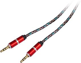 img 1 attached to 🔊 Lilware Rubberized Coiled Spring Auxiliary 3.5mm Audio Male to Male Cable - Red: Enhance Multimedia Device Audio Experience