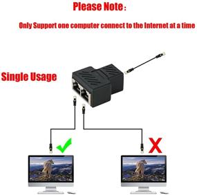 img 2 attached to 🔌 Ethernet Splitter Adapter | ToneGod RJ45 Female 1 to 2 Female Socket Adapter | LAN Network Connector Extender Plug | Compatible with Cat5, Cat5e, Cat6, Cat7 | 2 Pack Adapter