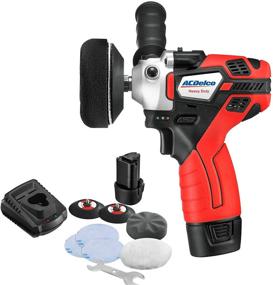img 4 attached to ACDelco G12 Series ARS1214 Mini Cordless Polisher Tool Set 2 Speed 12V 3" Pad, Set with 2 Li-ion Batteries, Charger, and Accessory Kit