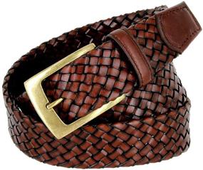 img 3 attached to 👞 Genuine Leather Men's Accessories with Antiqued Buckle and Basketweaved Design