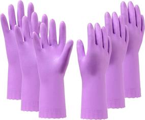 img 4 attached to 🧤 Linda's Day Kitchen Cleaning Gloves with Cotton Lining - Latex-Free, Reusable Dishwashing Gloves (3 Pairs)