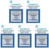 📦 assorted sizes box of 5 cards – 50 schmetz universal sewing machine needles logo