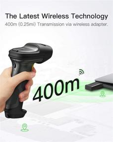 img 2 attached to 📲 Inateck Super Wireless Barcode Scanner - Enhanced Range 1000.ft, Wireless Adapter & Built-in Bluetooth, Extended Working Time of Approx. 30 Days, Vibrating Function, Pro 7