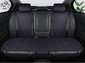 img 1 attached to Кожаные универсальные чехлы для автомобильных сидений Menifomory черного цвета, роскошные автомобильные подушки для сидений с волновым узором, покрывают 2/3 сидений, 11 шт., подходят для автомобилей/автомобилей/грузовиков/SUV (черный)