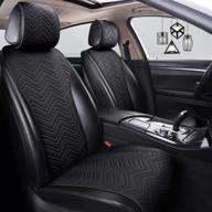 menifomory leather universal seat covers for cars black car seat cover luxury auto seat cushions wave pattern 2/3 covered 11pcs fit car/auto/truck/suv (d-black) logo