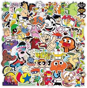 img 4 attached to Retro 90s Cartoon Stickers: Cool Anime Style, Waterproof Vinyl Decals for Laptop, Water Bottles, Skateboard, Phone, Bicycle & More - 50PCS Set, Cute Luggage, Guitar Decal, Graffiti Patches - Perfect for Decoration & Gifts