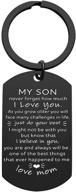 🎁 gifts from mom – to my son keychain: i love you, encouragement gift with uplifting inspirational jewelry logo