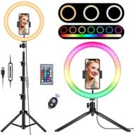📸 enhanced 12.6" rgb selfie ring light with stand - 27 light modes & 10 brightness levels, remote shutter & dual tripod stands for live stream/makeup/youtube video/photography logo