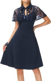 img 1 attached to 👗 Gothic Inspired Flared Cocktail Dress for Women's Wedding Attire