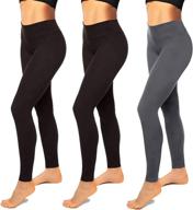 women's high waisted leggings: black seamless workout pants for running, yoga & tummy control - reg & plus size logo