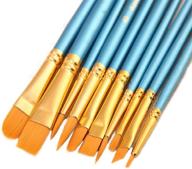 🖌️ 10 piece synthetic hair paint brushes set - blue for acrylic, oil, and watercolor painting logo