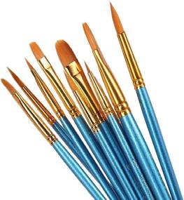 img 3 attached to 🖌️ 10 Piece Synthetic Hair Paint Brushes Set - Blue for Acrylic, Oil, and Watercolor Painting