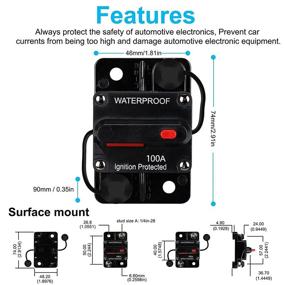 img 2 attached to 100 AMP Fuse Holders with Reset Button - Audio Circuit Breaker for Automotive Marine Boat Audio System, Replace Fuses - DC Fuse Holder for Overload Protection, 12V-48V Inverter