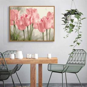 img 3 attached to Fun and Easy Paint by Numbers Kit: DIY Pink Tulips Painting for Beginner Adults (16x20inch)