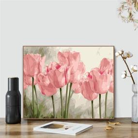 img 2 attached to Fun and Easy Paint by Numbers Kit: DIY Pink Tulips Painting for Beginner Adults (16x20inch)