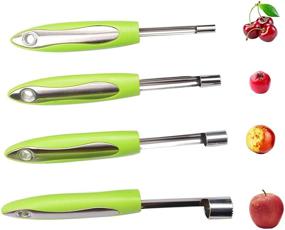 img 3 attached to 🍒 MUZOCT 4PCS Stainless Steel Fruit Pitter Tool Set - Household Kitchen Apple Pear Cherry Red Date Core Removal Kit