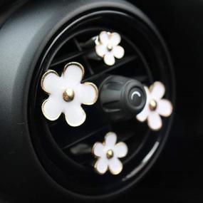 img 2 attached to 🌼 INEBIZ Car Charm Lovely Daisy Flowers Air Vent Decorations, Cute Automotive Interior Trim, 4pcs in Varying Sizes (White)