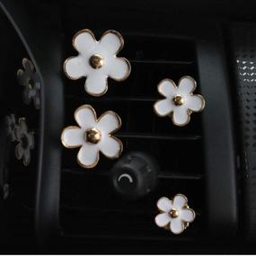 img 1 attached to 🌼 INEBIZ Car Charm Lovely Daisy Flowers Air Vent Decorations, Cute Automotive Interior Trim, 4pcs in Varying Sizes (White)