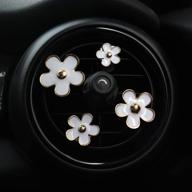 🌼 inebiz car charm lovely daisy flowers air vent decorations, cute automotive interior trim, 4pcs in varying sizes (white) logo
