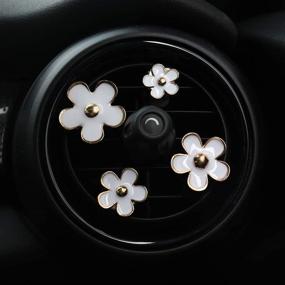 img 4 attached to 🌼 INEBIZ Car Charm Lovely Daisy Flowers Air Vent Decorations, Cute Automotive Interior Trim, 4pcs in Varying Sizes (White)