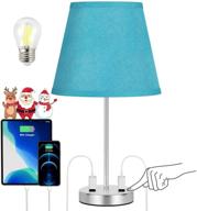 🔵 innqoo nightstand lamp - 3-way dimmable touch lamp with led bulb, 2 ac charging outlets, small bedside table lamp for bedroom, living room, nursery, boys room, dorm - blue логотип