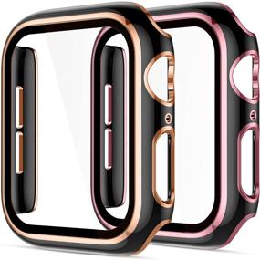 img 4 attached to 🍎 Чехол для Apple Watch Charlam 40 мм SE iWatch Series 6 5 4 - полное покрытие розовое золото и черный бампер - ультратонкая рамка - защита экрана - женщины мужчины