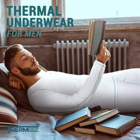 img 1 attached to 🧣 Men's Thermal Underwear Set - Sleeve Shirt & Pants, Base Layer with Leggings Bottoms for Skiing/Extreme Cold