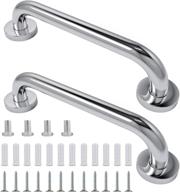 🛀 goando 2-pack bathroom shower grab bars - 12-inch stainless steel handicap & senior assist bars for shower & bath - injury prevention & balance support for pregnant women, elderly, and disabled logo