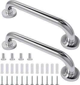 img 4 attached to 🛀 GOANDO 2-Pack Bathroom Shower Grab Bars - 12-Inch Stainless Steel Handicap & Senior Assist Bars for Shower & Bath - Injury Prevention & Balance Support for Pregnant Women, Elderly, and Disabled