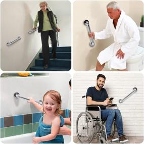 img 1 attached to 🛀 GOANDO 2-Pack Bathroom Shower Grab Bars - 12-Inch Stainless Steel Handicap & Senior Assist Bars for Shower & Bath - Injury Prevention & Balance Support for Pregnant Women, Elderly, and Disabled