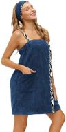 👗 zexxxy women's bath wrap towel with adjustable straps & headband pocket set logo