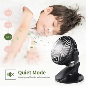 img 1 attached to 🔋 Liwin Rechargeable Stroller Fan - Portable USB Powered Mini Clip-on Desk Fan with 3 Adjustable Speeds - Black